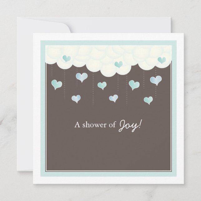 Clouds & Hearts Baby Shower for Boy Invitation (Front)
