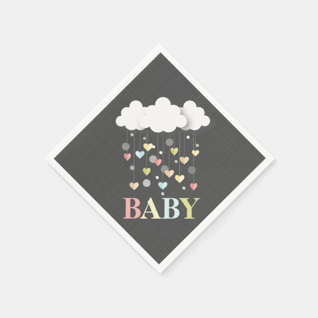 Clouds + Hearts Baby Shower Napkins (Corner)