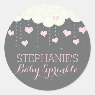 Clouds & Hearts Baby Sprinkle Girl Favour Sticker