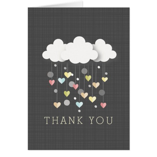 Clouds + Hearts Neutral Baby Shower Thank You Card