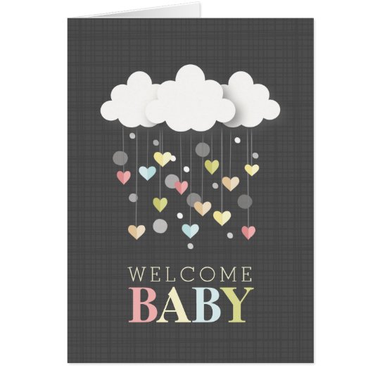 Clouds + Hearts Neutral Baby Shower Thank You Card