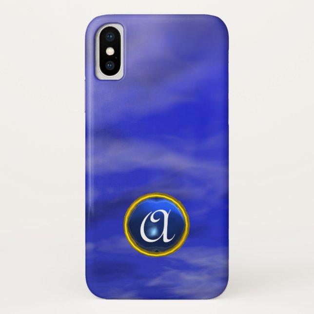 CLOUDS IN THE BLUE SKY SAPPHIRE GEM STONE MONOGRAM Case-Mate iPhone CASE (Back)