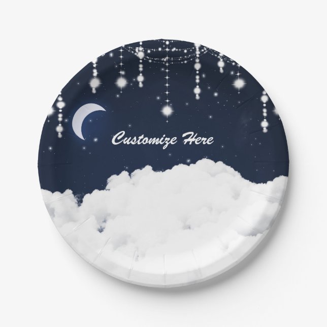 Clouds in the Starry Sky Celestial Sparkle Paper Plate (Front)