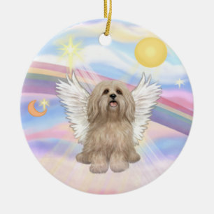Clouds - Lhasa Apso (cream) Ceramic Tree Decoration