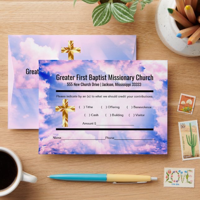 Clouds Modern Church Tithe Envelope  (Desk)