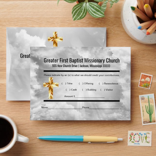 Clouds Modern Church Tithe Envelope  (Desk)