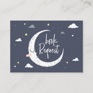 Clouds, moon & star baby shower book request business card
