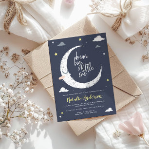 Clouds, moon & star baby shower invitation
