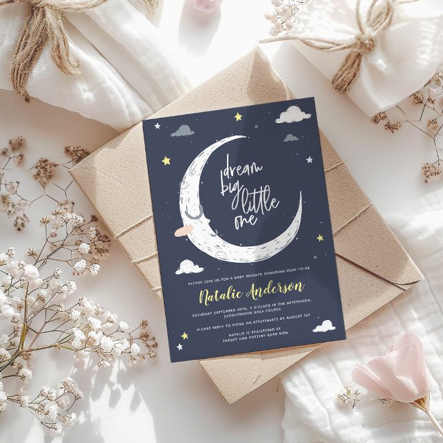 Clouds, moon & star baby shower invitation (Creator Uploaded)