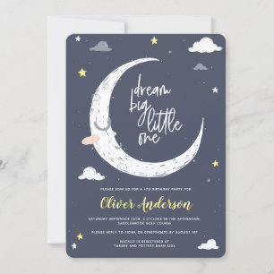 Clouds, moon & star birthday party invitation