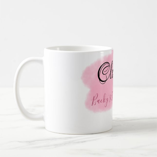 Clouds nine red pastel bridal shower namedate coffee mug (Left)