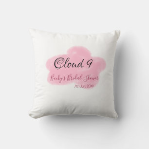 Clouds nine red pastel bridal shower namedate cushion