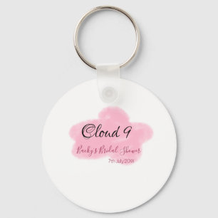 Clouds nine red pastel bridal shower namedate key ring