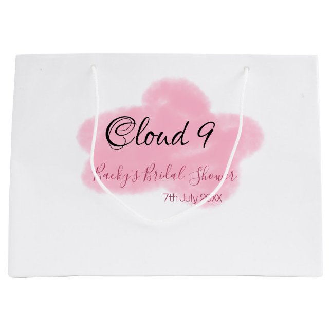 Clouds nine red pastel bridal shower namedate large gift bag (Front)