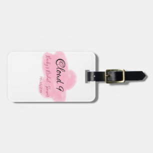 Clouds nine red pastel bridal shower namedate luggage tag