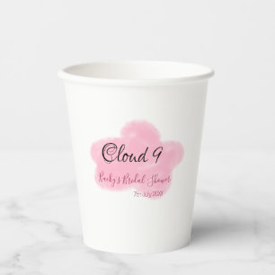 Clouds nine red pastel bridal shower namedate paper cups