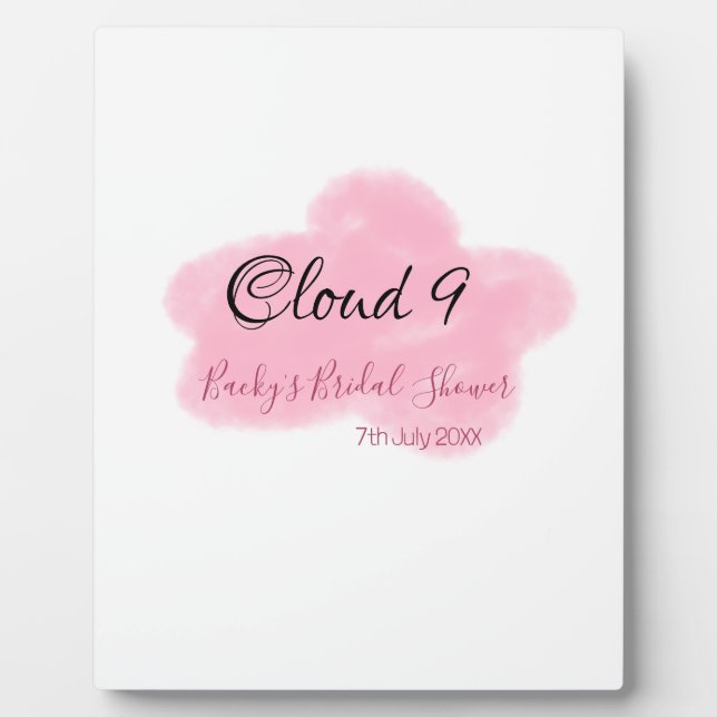 Clouds nine red pastel bridal shower namedate plaque (Front)
