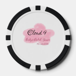 Clouds nine red pastel bridal shower namedate poker chips