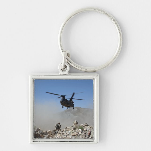 Clouds of dust kicked up by the rotor wash key ring (Front)