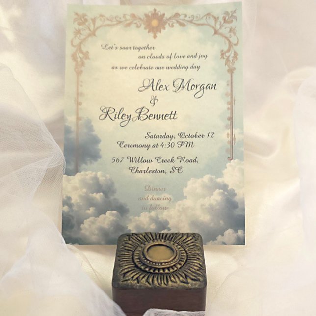 Clouds of Love Vintage Wedding Invitation (Creator Uploaded)