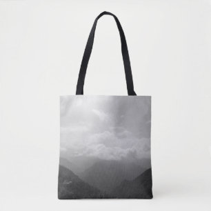 Clouds on the Hills Black and White Photography Tote Bag