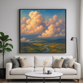 Clouds Over Landscape - Pastel Painting Style Poster