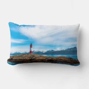Clouds over lighthouse near Ushuaia, Argentina Lumbar Cushion