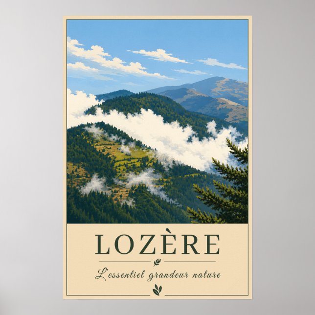 Clouds Over the Mountain Forest Poster (Front)