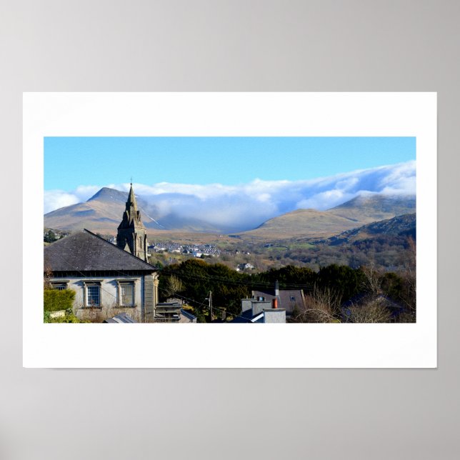 Clouds over the Snowdonian mountains Poster (Front)