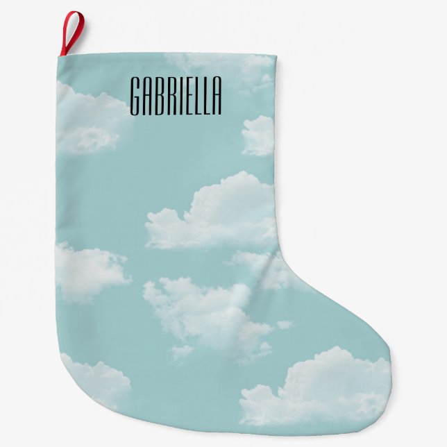 Clouds Personalised Large Christmas Stocking (Front)