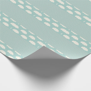 Clouds Polka Dots Green Stripe Wrapping Paper