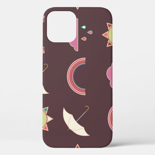 Clouds, rain, sun, umbrella pattern. Case-Mate iPhone case (Back)