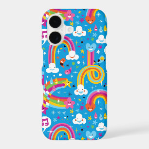 clouds rainbows rain drops hearts pattern