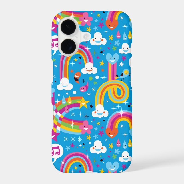clouds rainbows rain drops hearts pattern (Back)
