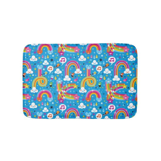 clouds rainbows rain drops hearts pattern bath mat (Front)