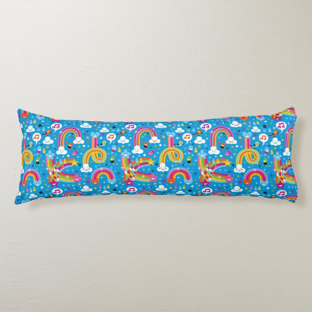 clouds rainbows rain drops hearts pattern body cushion (Front)