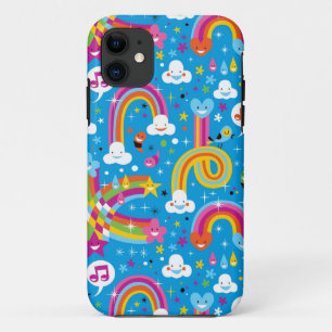 clouds rainbows rain drops hearts pattern Case-Mate iPhone case