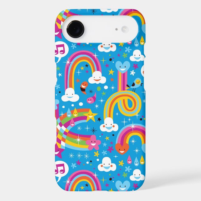 clouds rainbows rain drops hearts pattern Case-Mate iPhone case (Back)