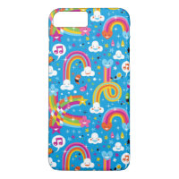 clouds rainbows rain drops hearts pattern