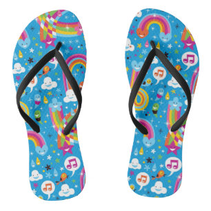 clouds rainbows rain drops hearts pattern jandals