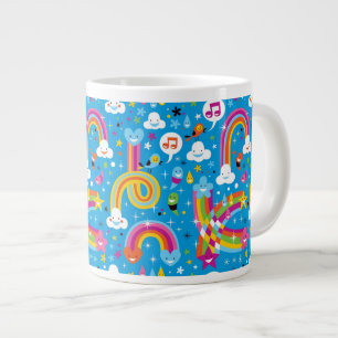 clouds rainbows rain drops hearts pattern large coffee mug
