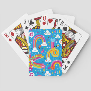 clouds rainbows rain drops hearts pattern playing cards