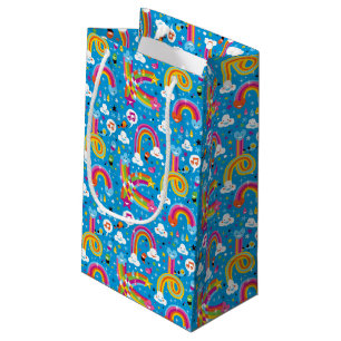 clouds rainbows rain drops hearts pattern small gift bag