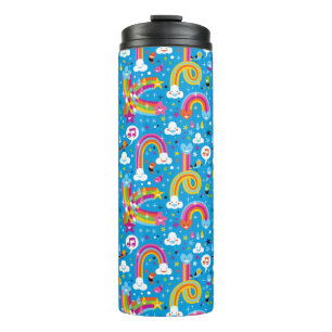 clouds rainbows rain drops hearts pattern thermal tumbler