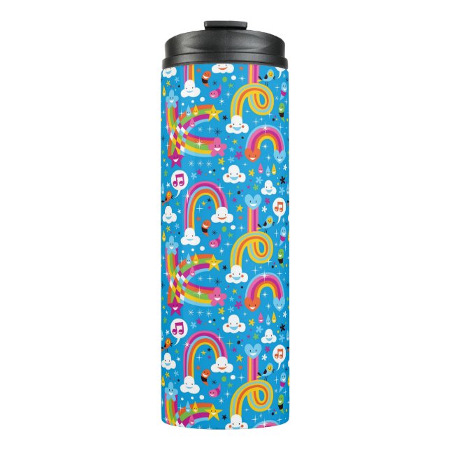 clouds rainbows rain drops hearts pattern thermal tumbler (Front)