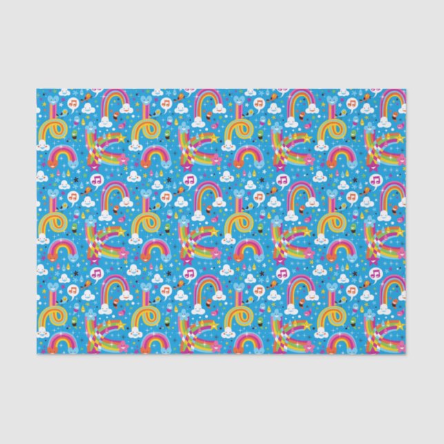 clouds rainbows rain drops hearts pattern tissue paper (Front)