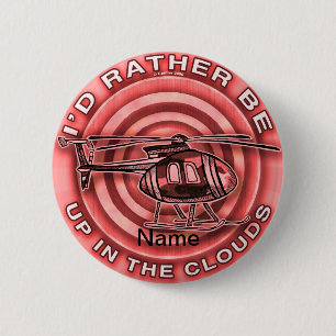 Clouds Red Helicopter 6 Cm Round Badge