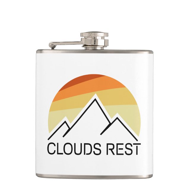 Clouds Rest Mountain Yosemite Retro Hip Flask (Front)