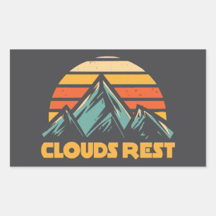 Clouds Rest Mountain Yosemite Retro Turquoise Rectangular Sticker