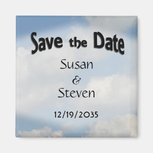 Clouds Save the Date Magnet